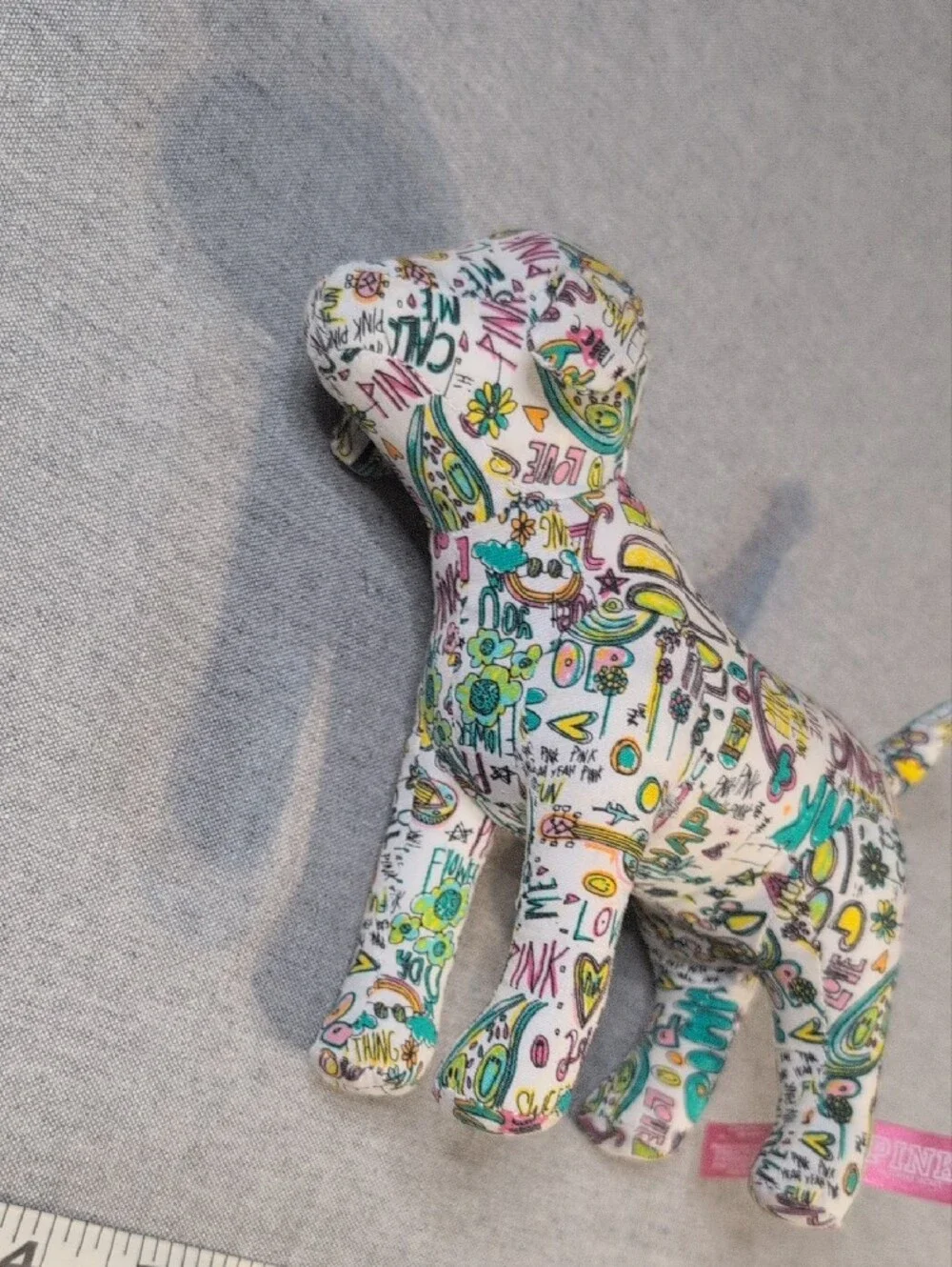 Victoria’s Secret PINK Dog Plush Doodle Print Stuffed Animal 8” Toy